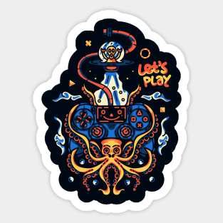 Lets Play Octopus Illustration Sticker